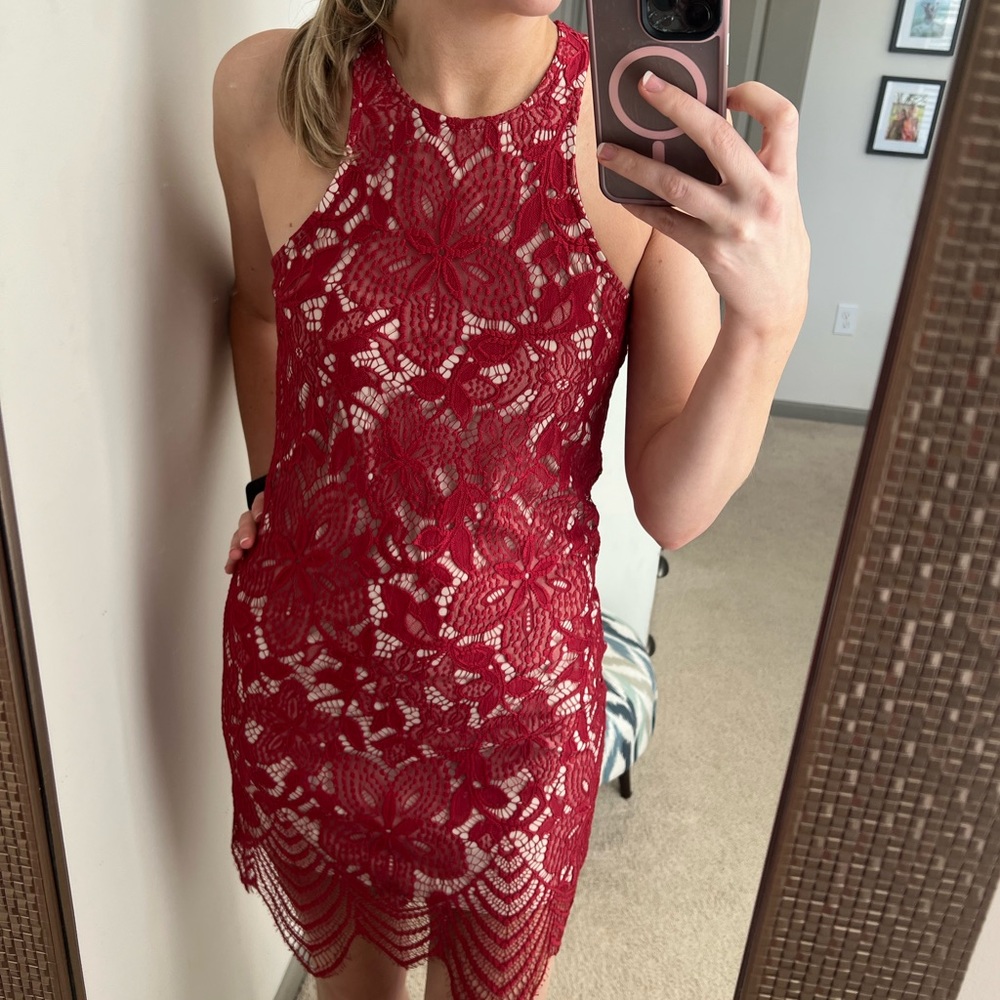 Red Lace Express Cocktail Dress - Size XS